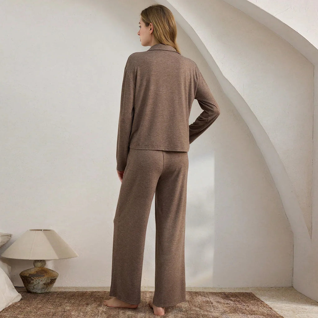 Solid Casual Pajamas For Women Two Pieces